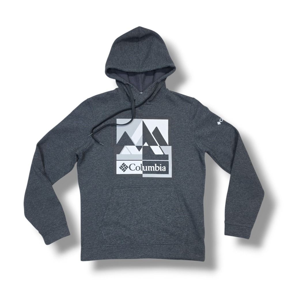 Columbia Front Graphic Print Logo Gray Pullover Hoodie Unisex Size S